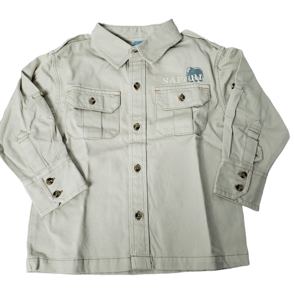 Vintage Gymboree Boys 2T Long Sleeve Khaki Shirt Safari Adventure - Picture 2 of 7